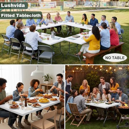 Rectangle Tablecloth for 8ft Folding Tables - White, 30x96 Inches, 10 Pack
