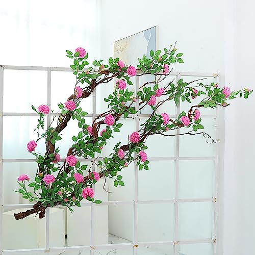 63-Inch Faux Tree Trunk Branch Wall Hanging with Vines for Decor