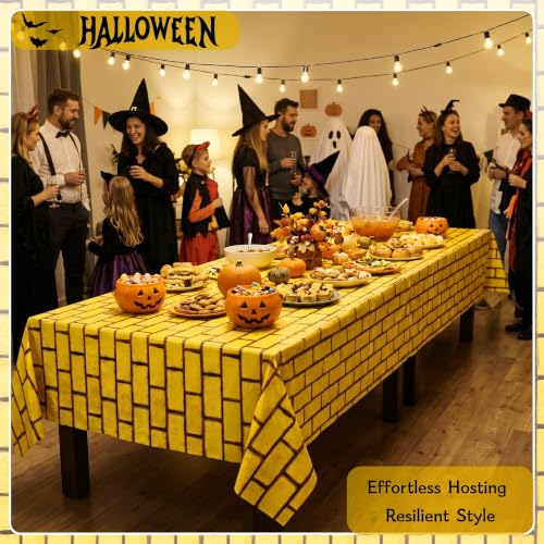 Yellow Brick Tablecloth Roll 100FT x 54IN Halloween Party Cover with Cutter