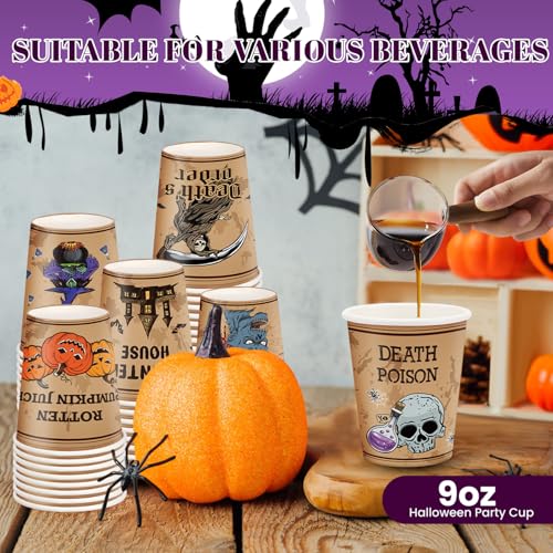 Halloween Disposable Paper Cups 48 Pack 9 oz Spooky Party Drinkware