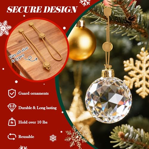 24 PCS Christmas Ornament Hooks - Non-Slip Heavy Duty Gold Hangers
