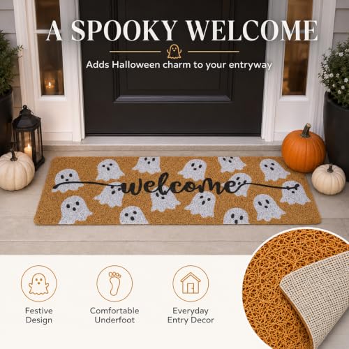 Halloween Ghost Welcome Door Mat 48x16 Inch Non Slip Front Entrance Rug - Variation: Ghost