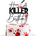 Halloween & Birthday Cake Topper with Glitter Skull Design - Killer Themed Party Decor