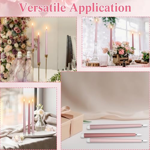Flameless LED Taper Candles 24 Pack - Light Pink, 11 Inch Battery-operated