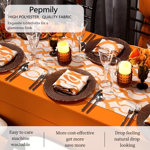 Orange Rectangle Tablecloth for 8ft Tables - 60 x 126 Inches - Pack of 8