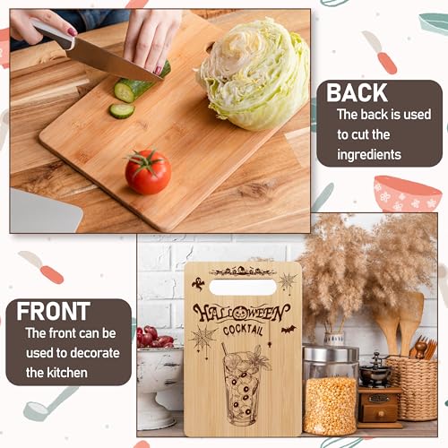 Halloween Cocktail Bamboo Cutting Board with Decorative Print - Holiday Kitchen Gift - Variation: Halloween Cocktail