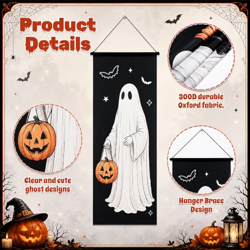 Halloween Ghost Banner Set - Porch Garage Door Decorations, 4 Pieces