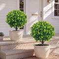 Artificial Boxwood Topiary Ball Trees Set of 2 - 20 Inch Faux Bushes for Outdoor & Indoor Decor