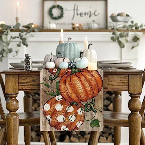 Fall 13x108 Inch Polyester Table Runner - Bright Home Decor for Parties & Events - Wood Variation