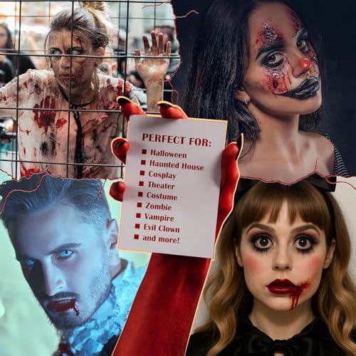 Halloween Fake Blood Kit with Spray, Dripping Blood & Empty Capsules - Realistic Makeup Effects