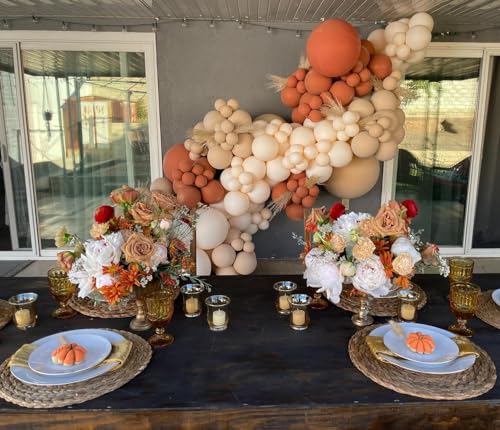 Fall Balloon Arch Kit with Burnt Orange & Cream Peach Balloons for Weddings & Events