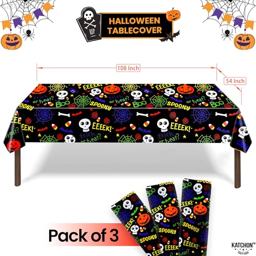 Halloween Plastic Tablecloth 54x108 Inch Pack of 3 - Orange, Green, Yellow