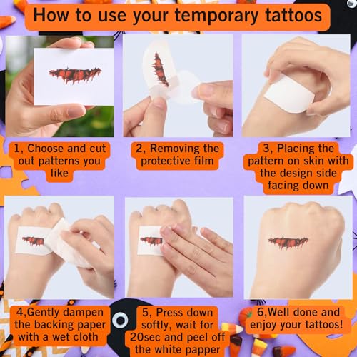 Halloween Scar Fake Wound Temporary Tattoos - Realistic Horror Effect, 60PCS, Variation: Scar