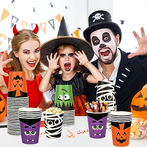 Halloween Disposable Paper Cups 9oz - 100 Pack for Parties & Events