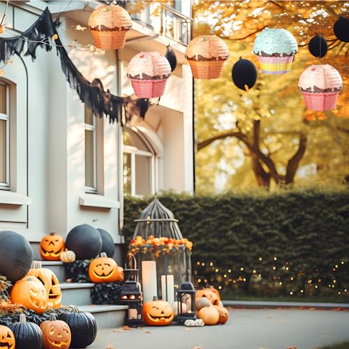 6 Pieces Candyland Cupcake & Donut Lanterns Party Decorations - Halloween & Birthday