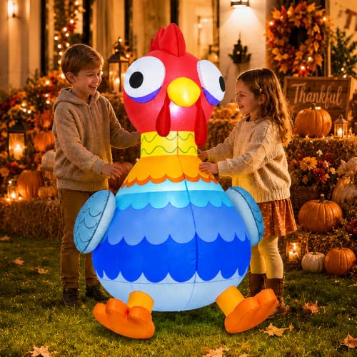 5FT Inflatable Chicken Decoration for Halloween & Thanksgiving Yard Decor