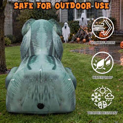 Halloween Inflatable T-Rex Car Decor Kit with LED Lights and Interactive Candy Pouch - 4FT