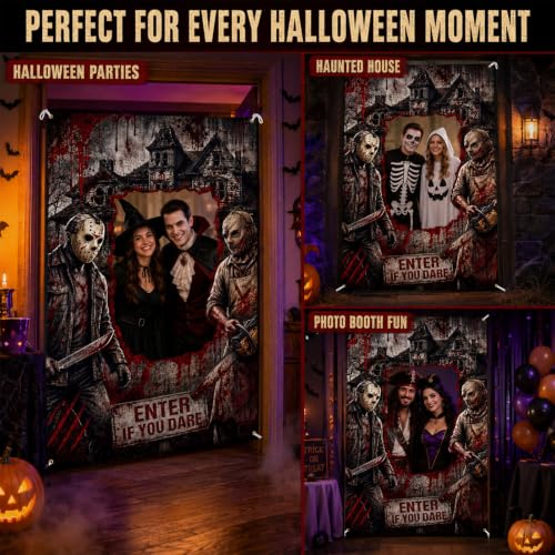 Chainsaw Killer Photo Booth Backdrop Halloween Horror Party Decoration - Variation of Chainsaw Killer Photo Booth
