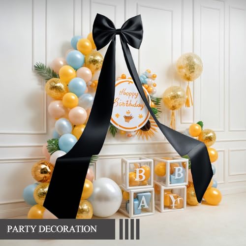 Giant Black Satin Bow Decoration - 75x18 Inch Holiday Wall & Tree Decor - Variation of THIS listing