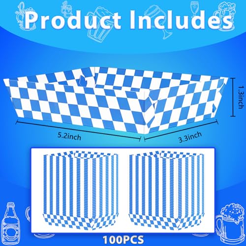 Oktoberfest Food Trays Set - 100 Disposable Paper Party Food Containers - Oktoberfest 2 Variation