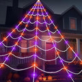 Outdoor LED Spider Web Decoration with Lights & Timer - 17.4 x 16.4 FT Halloween Cobweb