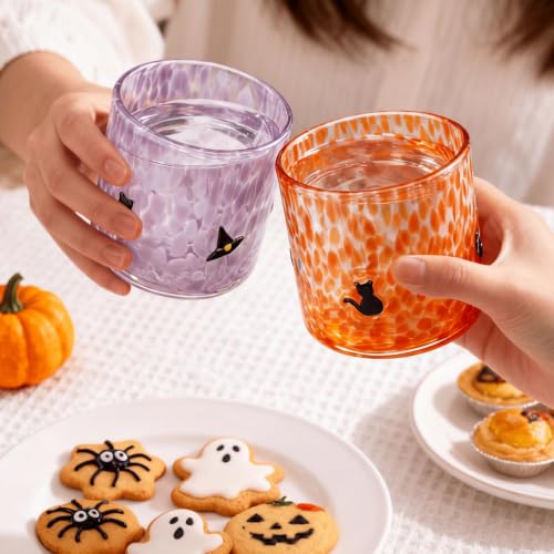 Halloween Icon Glass Cups Set - 16oz Ghost Witch Bat Juice Cups - Variation of THIS listing