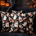 Halloween Ghost Pillow Covers - 20x20 Pack of 2, Playful Black Ghost Decor