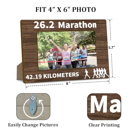 26.2 Marathon Runner Picture Frame - Running Photo Keepsake Gift for Runners, 4x6 Inch Desktop Decor
