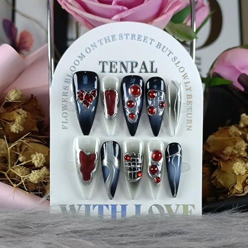Halloween Vampire Press On Nails - Black Dark Ombre XS - Blue Variation