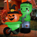 6.1FT Halloween Inflatable Frankenstein with Pumpkin Cart Outdoor Decor - Waterproof, LED Lights