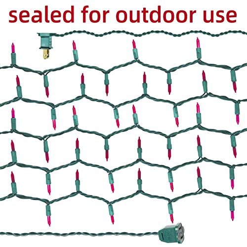 Pink 300 Incandescent Mini String Lights for Indoor Christmas & Party Decoration - Green Wire, Variation of 300 Pink