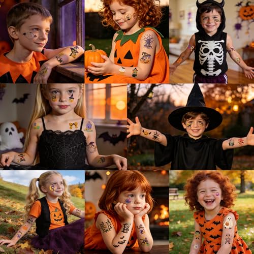 300pcs Halloween Temporary Tattoos for Kids Waterproof Fun & Safe Designs