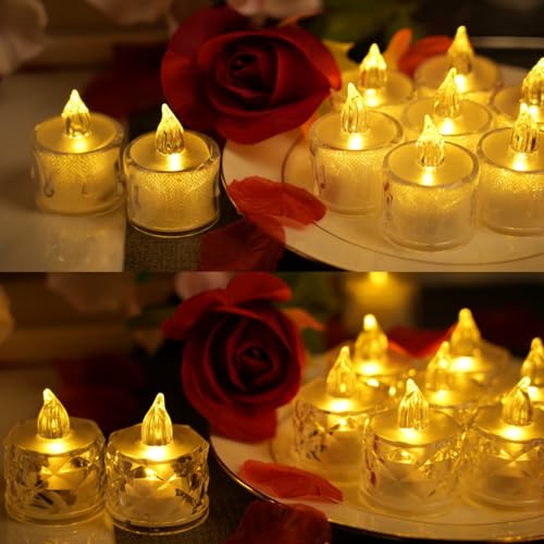 48Pcs Flameless Battery-Operated Tea Lights Candles with Drop Wax Shape - SupBri