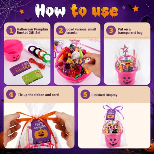 Halloween Plastic Pumpkin Candy Buckets Gift Set - 24 Pcs, 6 Colors (Variation of THIS listing)