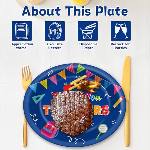 Thank You Teachers Paper Plate Set - 50pcs 11-Inch Disposable Party Supplies