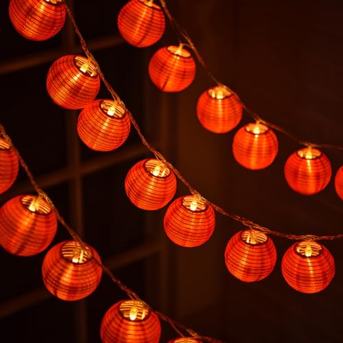 Red Lantern String Lights 33ft 100 LEDs with Remote Control - Festive Decor - Variation of THIS listing