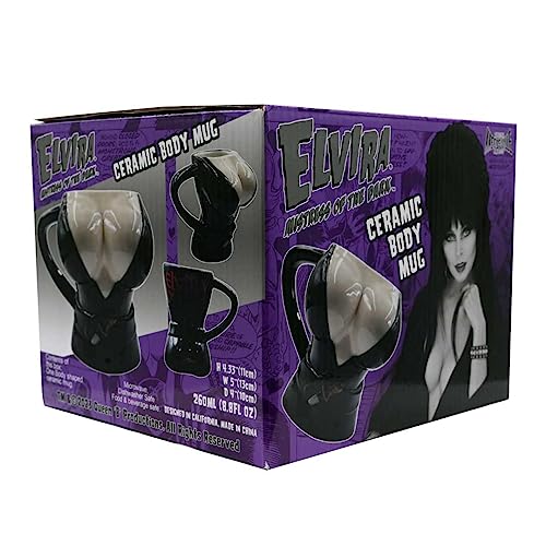 Elvira Body Coffee Mug - Spooky Cute Ceramic Bust for Fans, 8.8oz