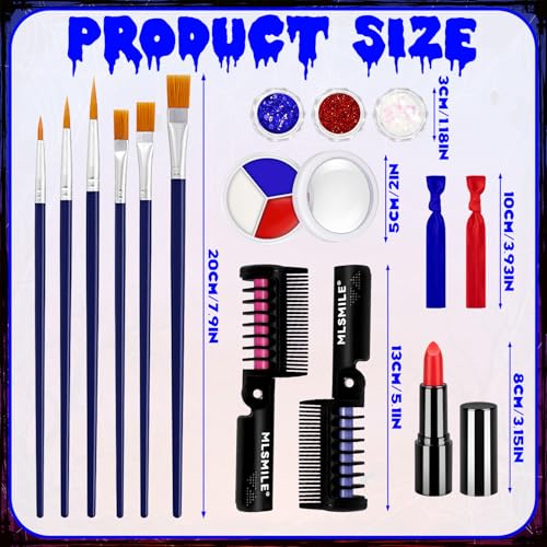 Halloween Clown Makeup Set with Face Paint, Glitter, Hair Color & Accessories - Variation 5