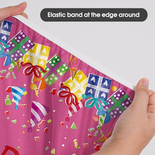 Pink Fitted Tablecloth for 5ft Rectangle Tables - Birthday Gift, 68x28 Inches