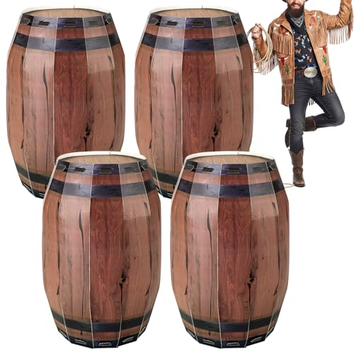 Western Cowboy & Pirate Barrel Party Decorations - 4 Pcs, 15.7x9.8in