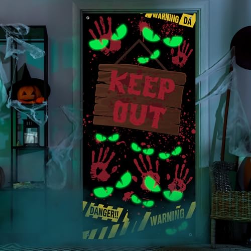 Horrible Halloween Door Cover with Glow-in-The Dark Eyes - 3D Mummy Decoration, 35.4 x 70.9 Inches - Variation of THIS listing