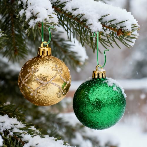 Green Christmas Ornament Hooks 100 Pcs - Easy Hang Metal Wire Tree Decor