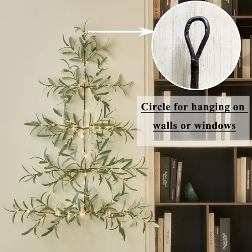 Lighted Olive Wall Tree with Timer - 3.5FT Fairy Lights Garland for Indoor Outdoor Decor