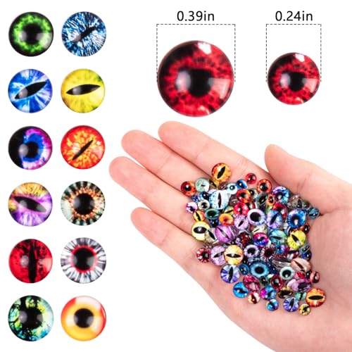 150Pcs Eye Nail Charms for Nails and Crafts - 6mm & 10mm Glass Animal Eyes
