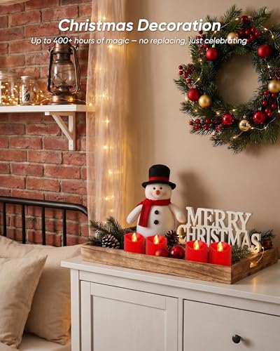 Red Flameless LED Votive Candles with Timer & Remote - 24 Pack, Homemory Variation
