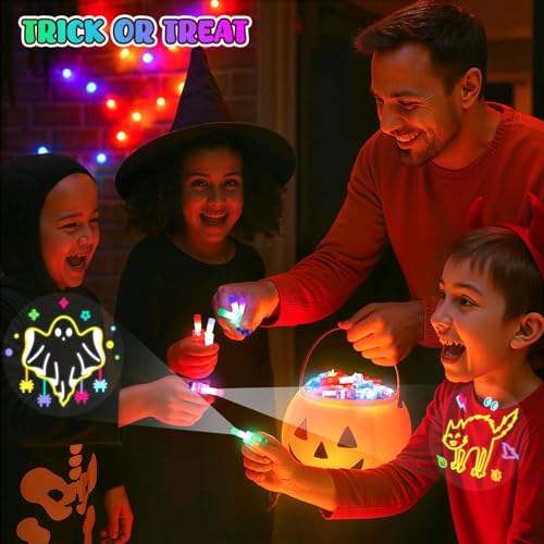 Halloween Finger Lights Set - 24 LED Glow-in-the-Dark Party Favors & Decorations