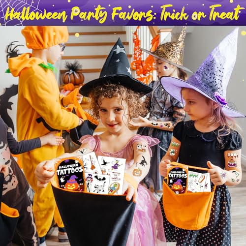 Halloween Luminous Temporary Tattoos for Kids - 12 Sheets, Safe & Waterproof