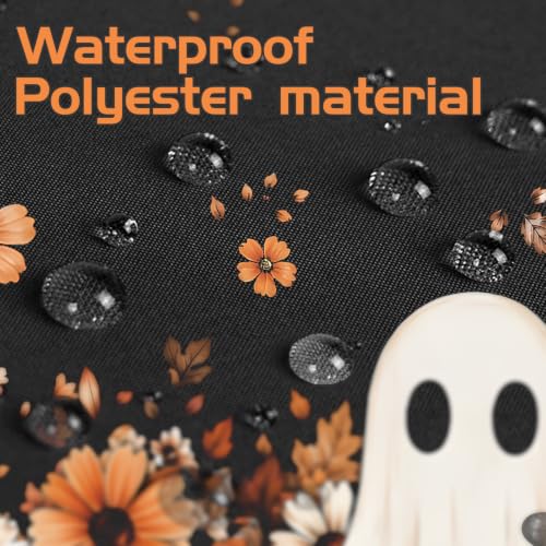 Black Halloween Rectangular Tablecloth 60 x 120 Inch Spooky Ghost Pumpkin Design Washable Indoor Outdoor Decor - Variation of THIS listing