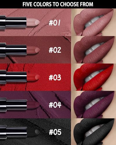 Black Velvet Matte Lipstick - Long-Lasting Waterproof Lip Color #05