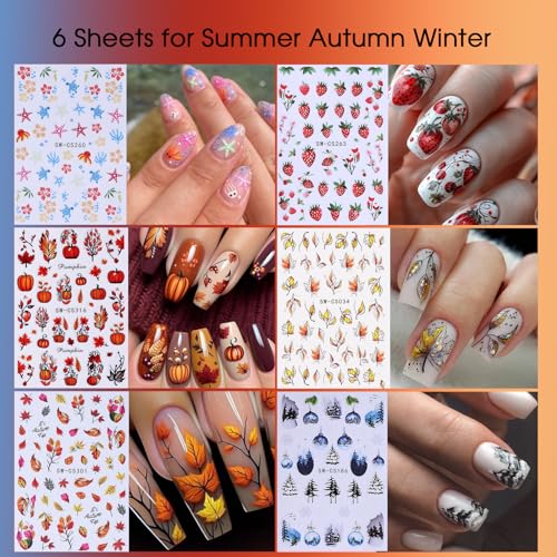 All Holidays Styles Nail Art Stickers Decals 30 Sheets Seasonal Manicure Decorations with Tweezers